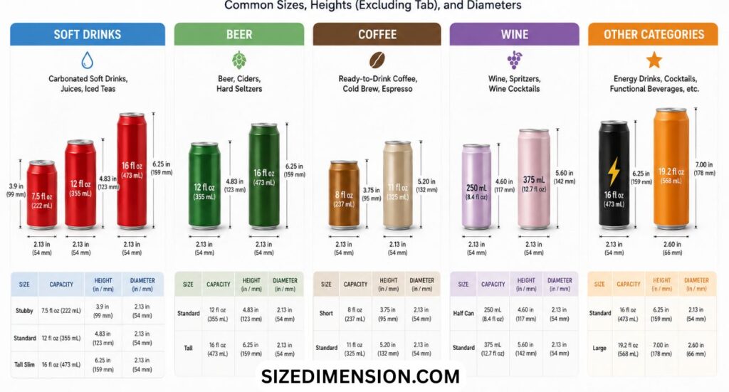Beverage Can Dimensions: Size, Height