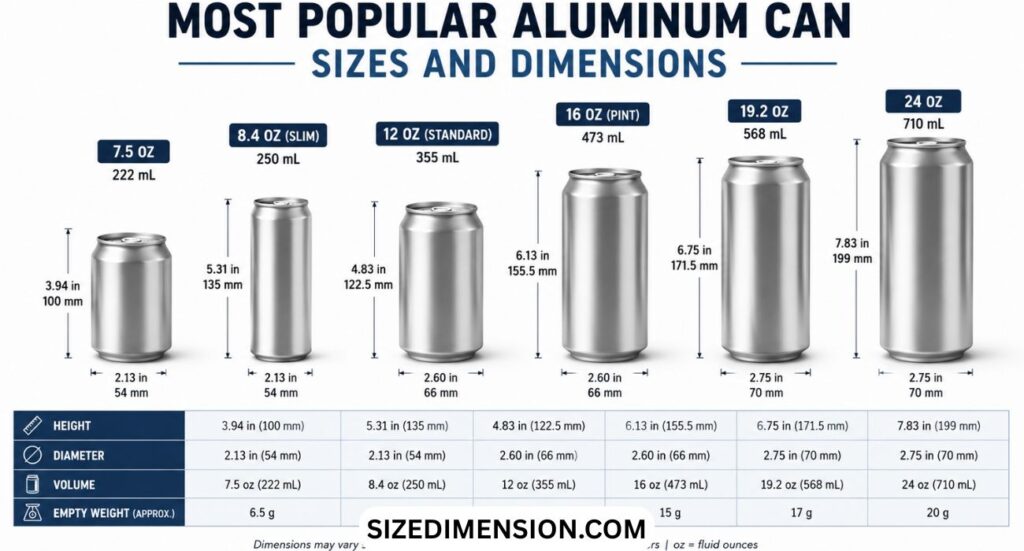 Aluminum Can Dimensions: Standard Sizes & Diameter (2026)