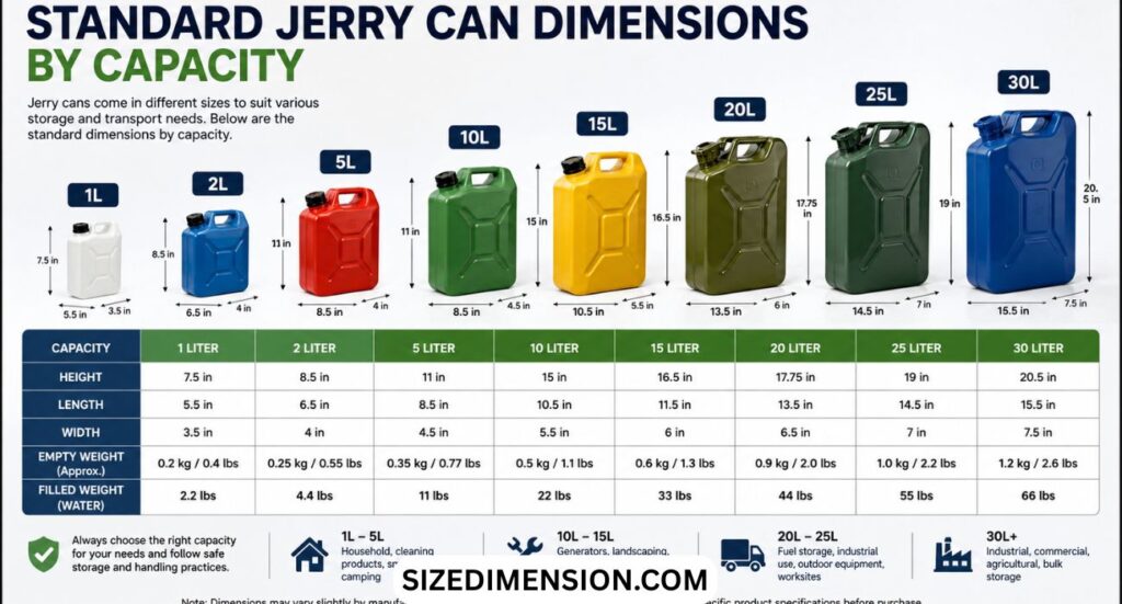 Jerry Can Dimensions: Size, Height (2026)