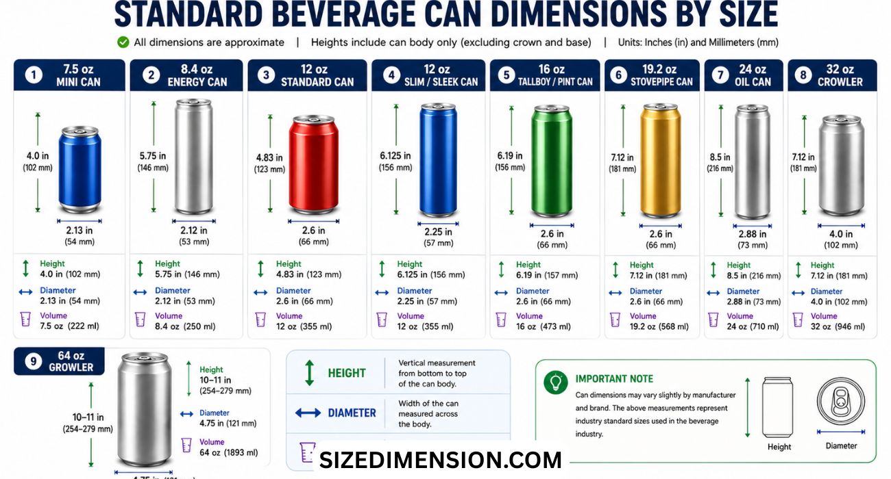 Beverage Can Dimensions: Size, Height
